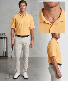 Acuity Men's Moisture Management Golf Polo Shirt Yellow Size Large
